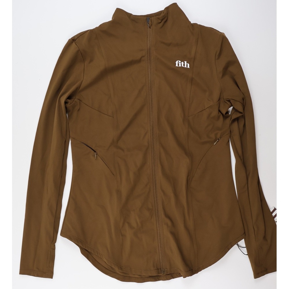 Fith Full Zip Athletic Training Jacket Brown Solid Large NWT